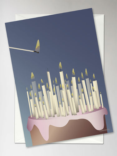 Karte mit Briefumschlag *CAKE WITH CANDLES* VISSEVASSE